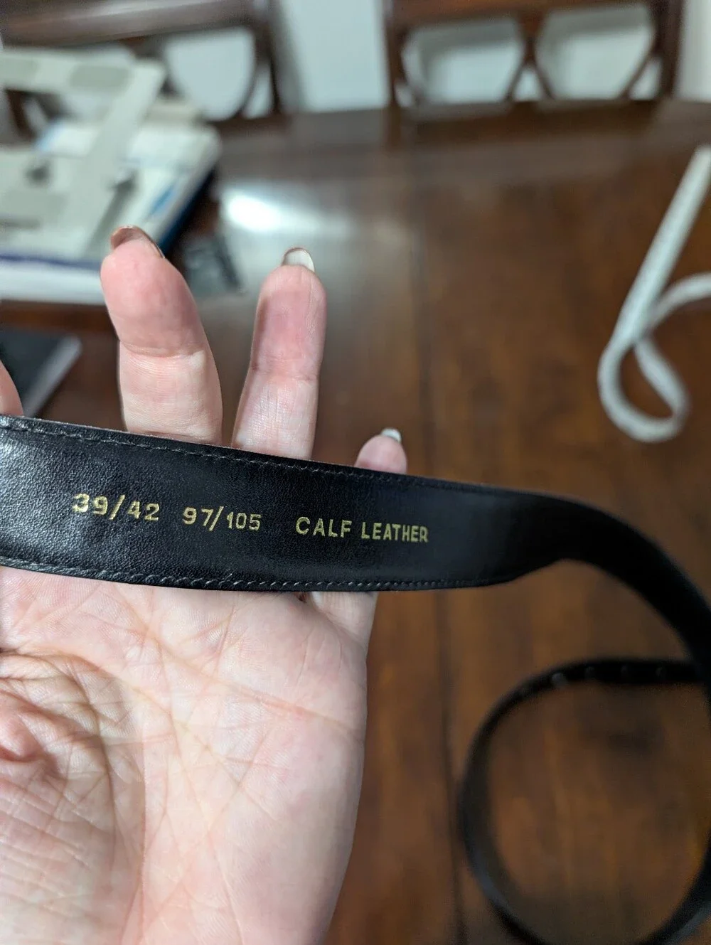 Vintage Burberrys Black Calf Leather Oval EKD Belt 38 40 Plus Size XL
